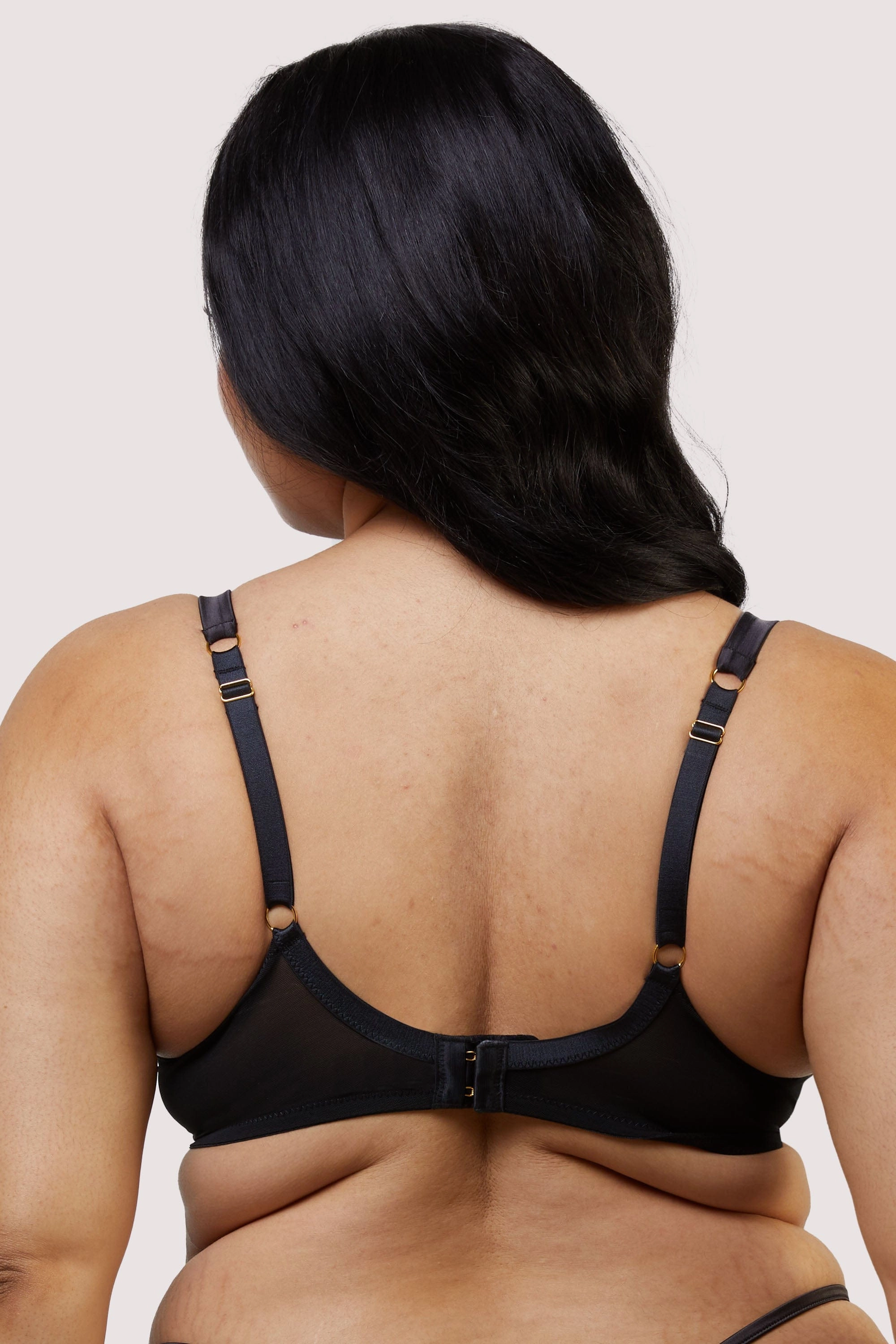 Alva Black Leatherette Lace Embroidery Bra