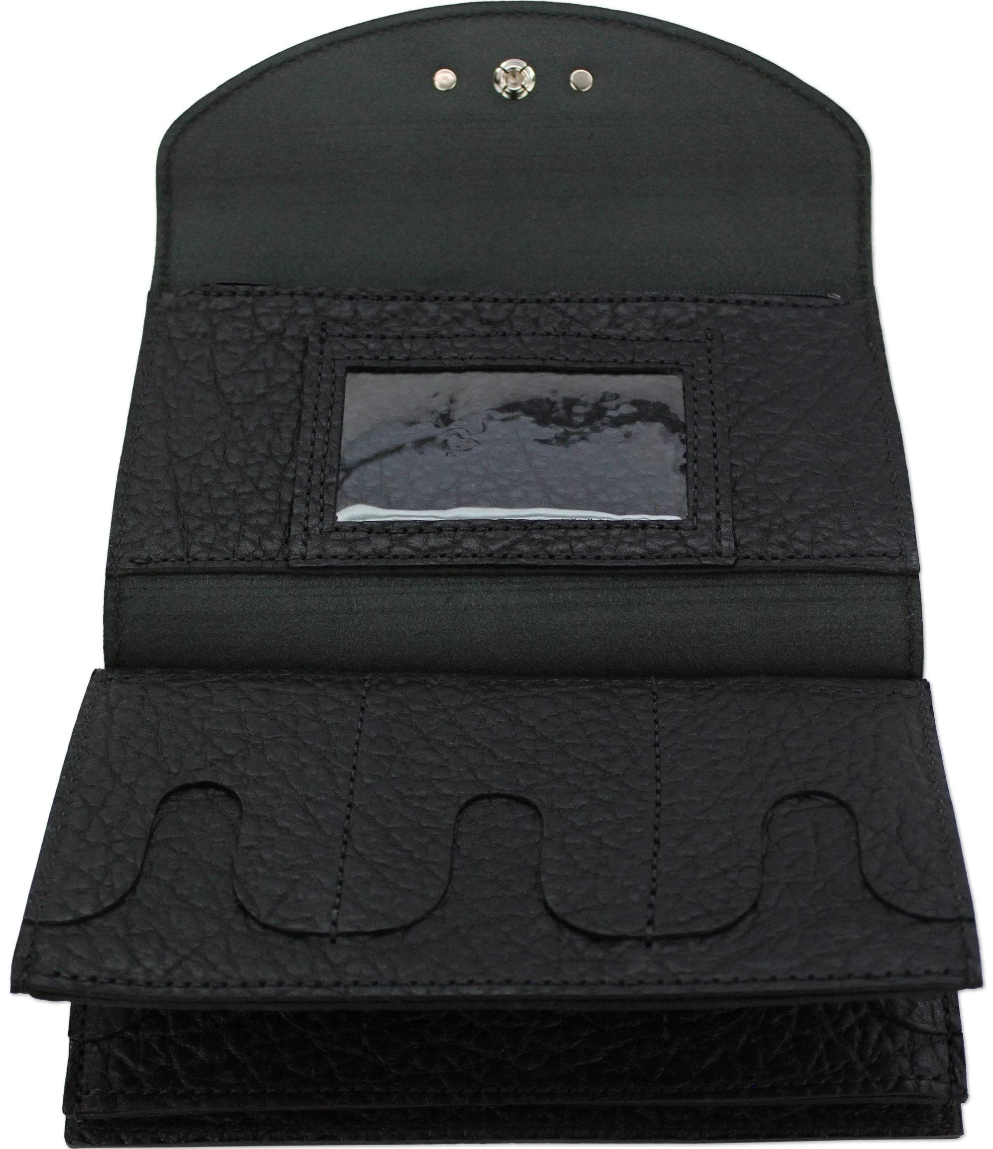 Black Bison Leather Deluxe Women's Wallet