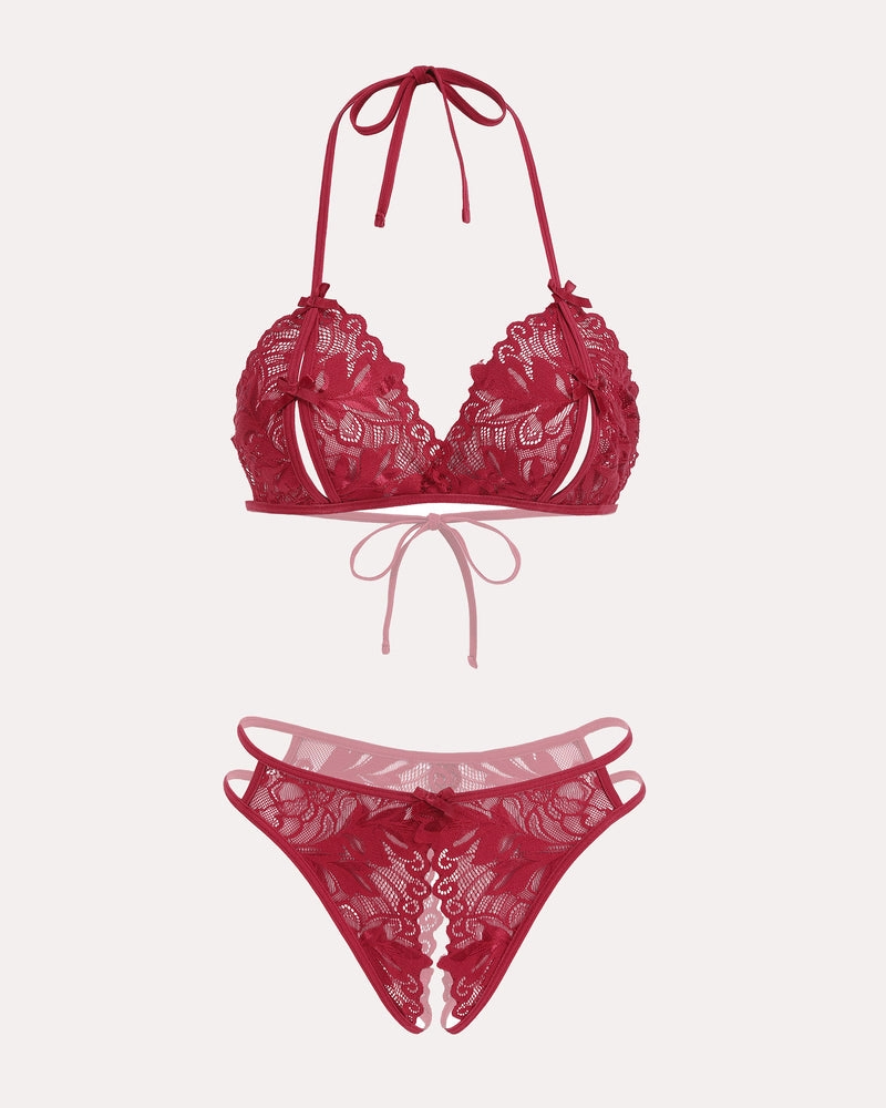 Bra and Panty Set Halter Lace 2 Piece Set