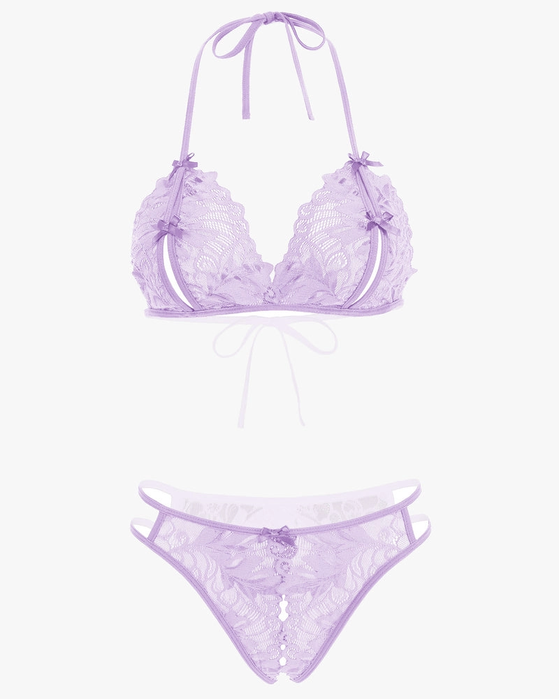 Bra and Panty Set Halter Lace 2 Piece Set
