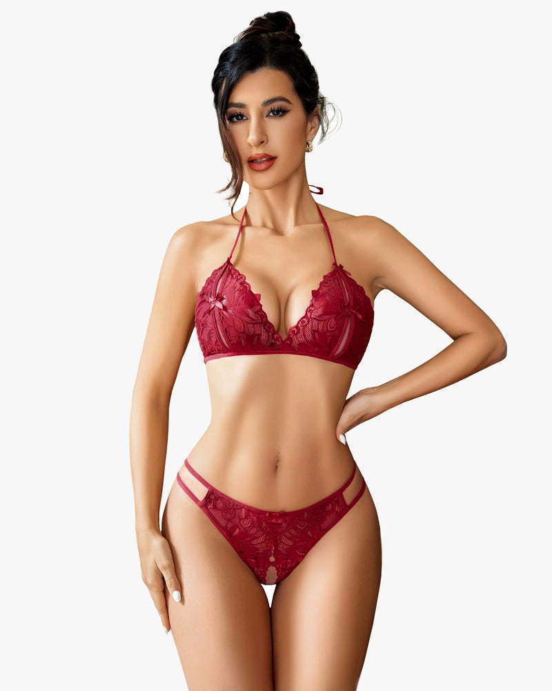 Bra and Panty Set Halter Lace 2 Piece Set