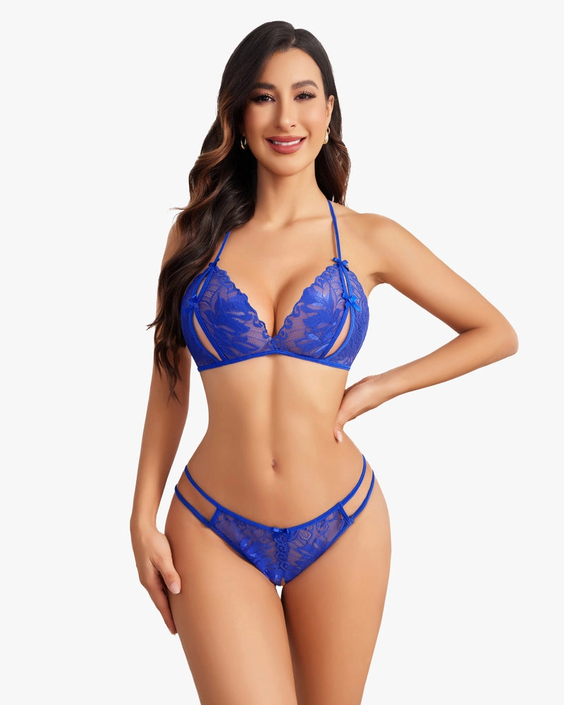 Bra and Panty Set Halter Lace 2 Piece Set