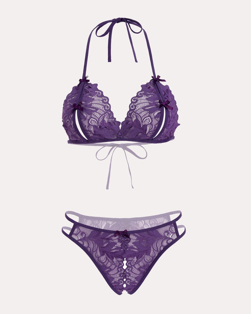 Bra and Panty Set Halter Lace 2 Piece Set