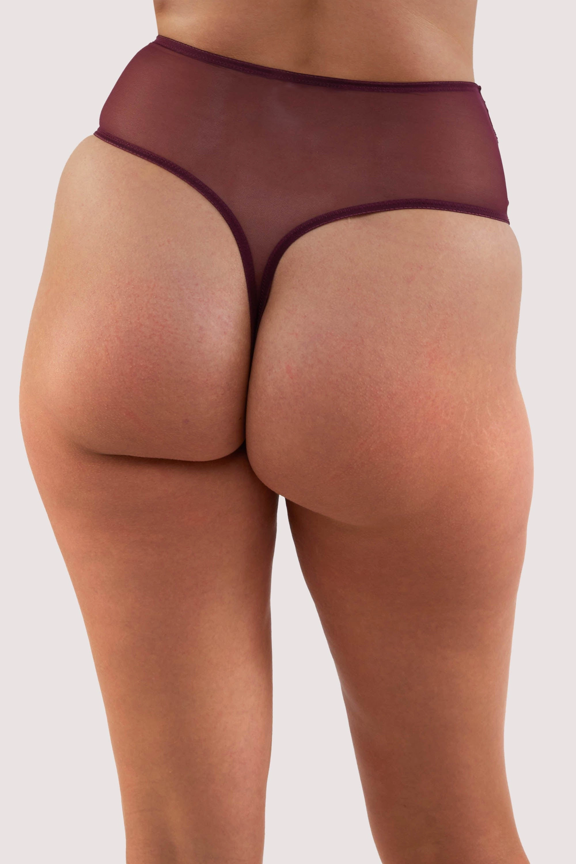 Cassia Wine Custom Embroidery High Waisted Thong