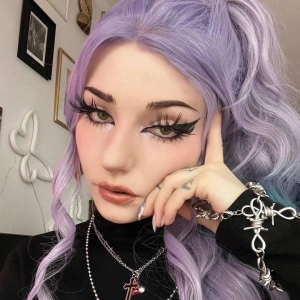 IMstyle Purple Wigs Blue Ends 13*2 free parting Lace front Wig Pride Party Wig-S-W88361-2116-02