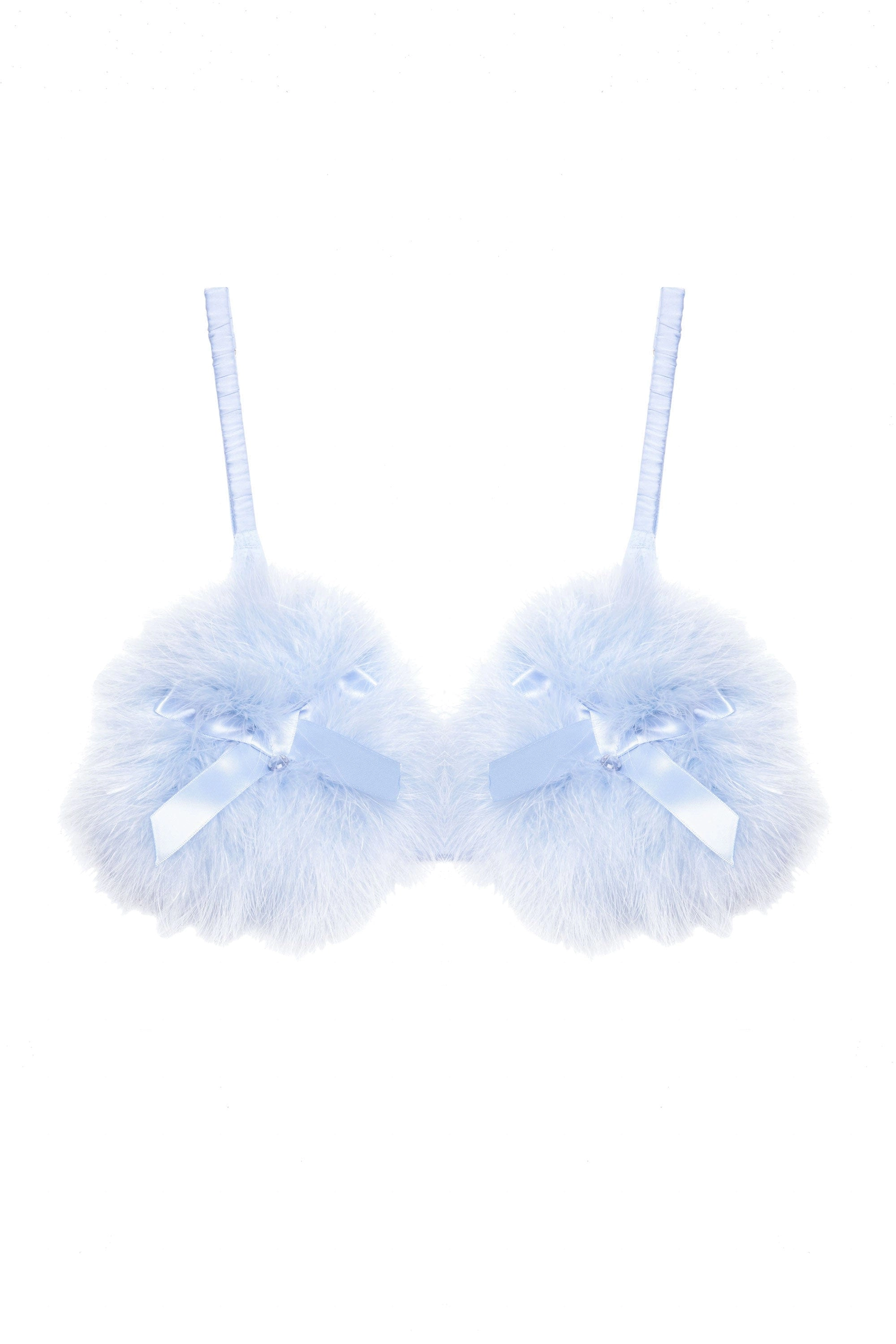 Lulu Baby Blue Diamante Marabou Triangle