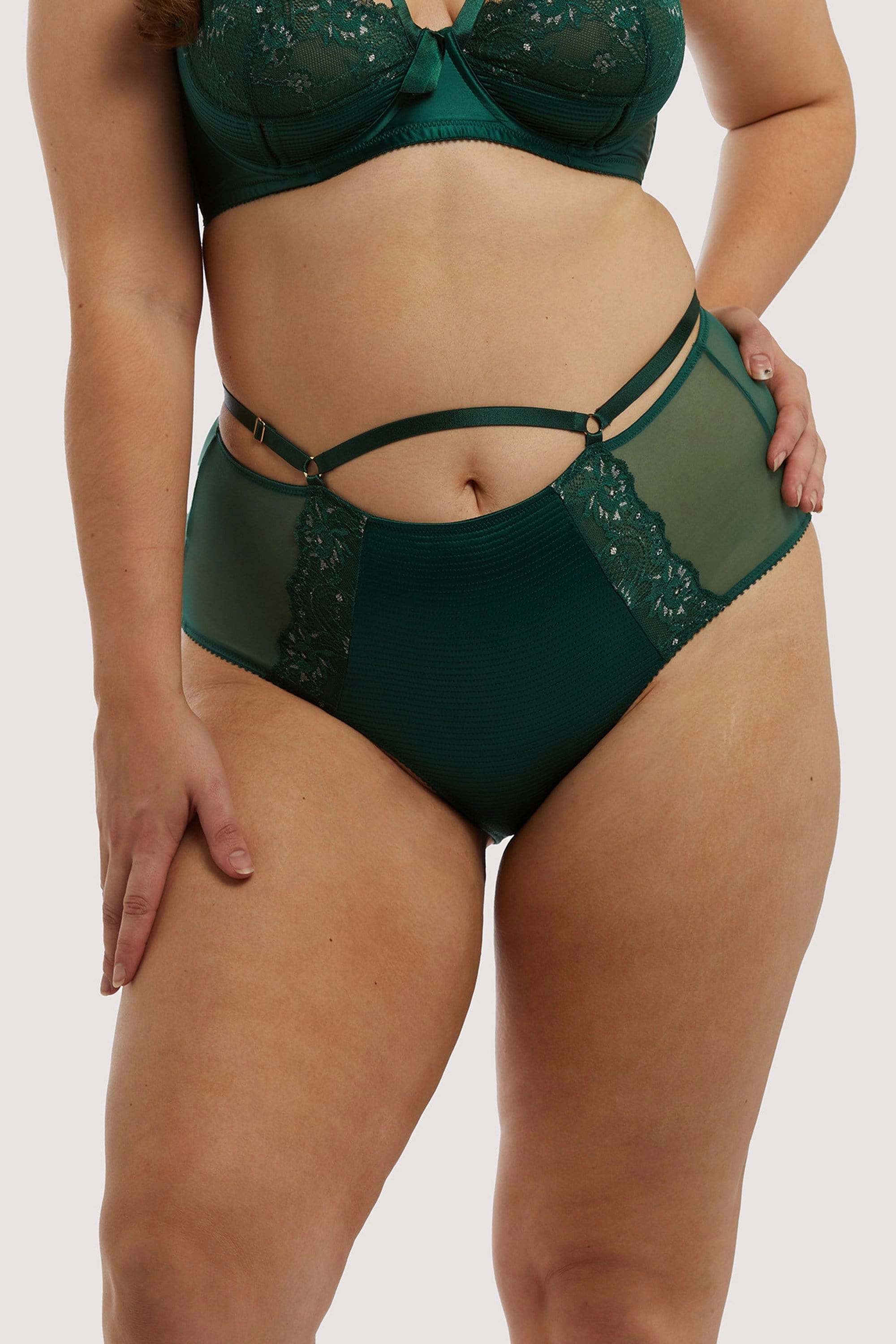 Madame X High Waist Bottle Green Curve Brief