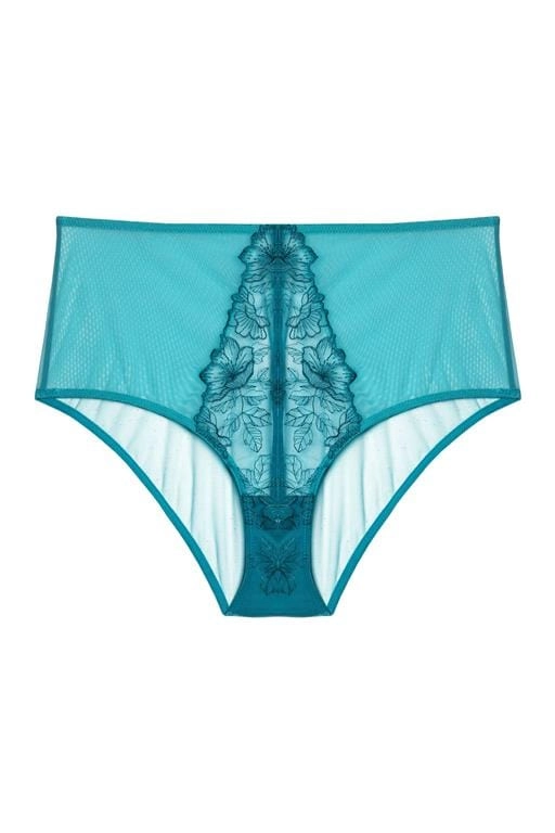 Marsha Teal Embroidery High Waisted Brief