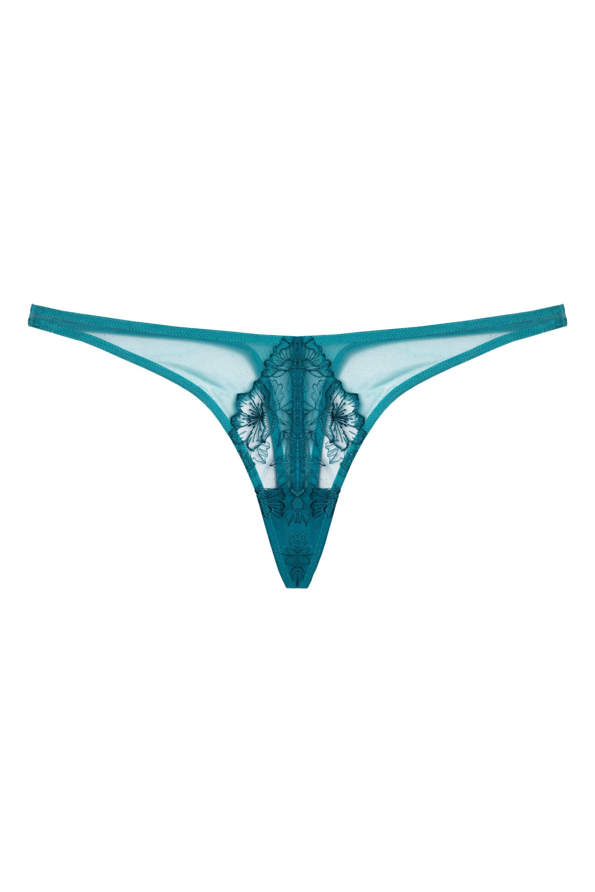 Marsha Teal Embroidery Thong