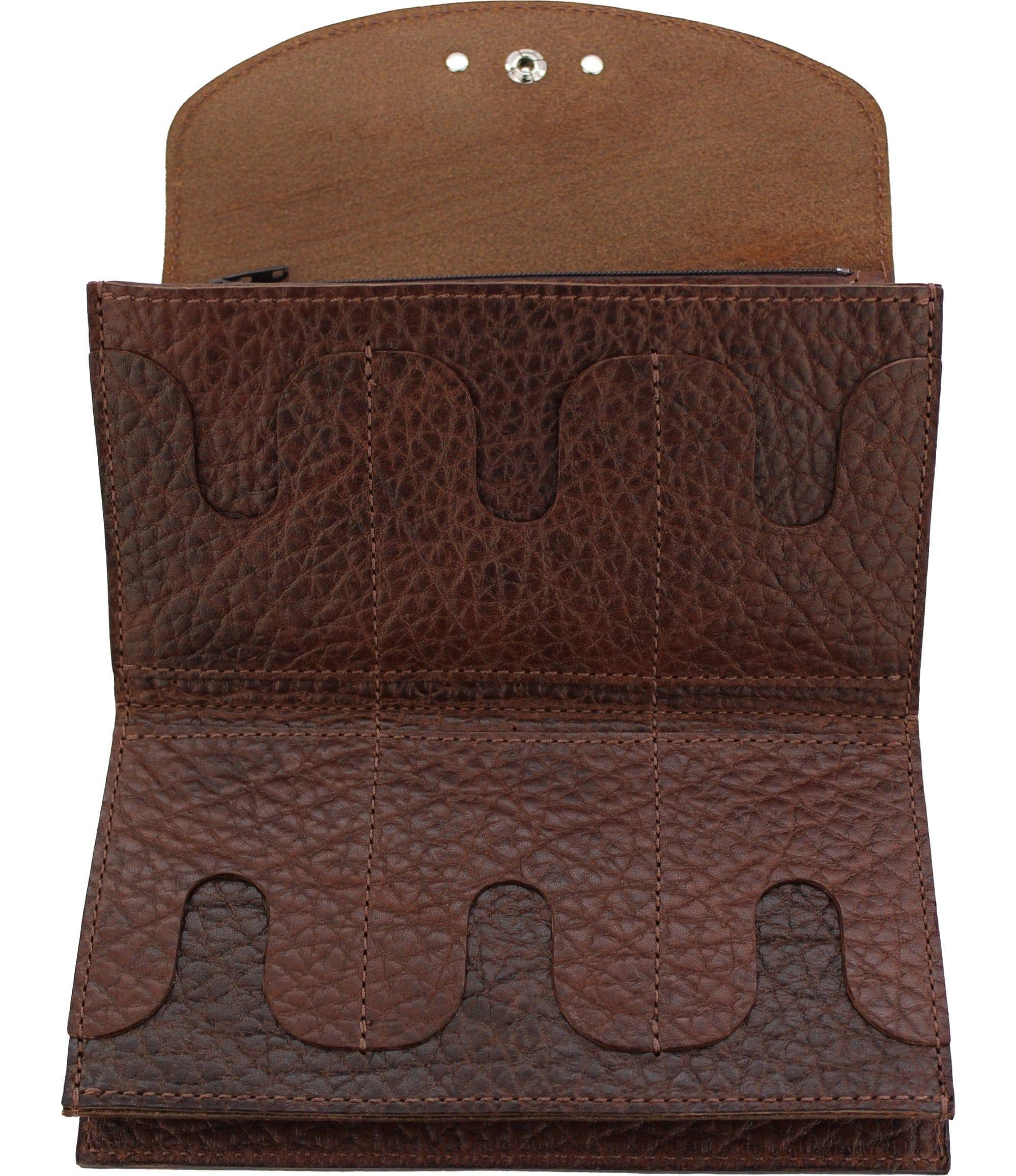Medium Brown Bison Leather Deluxe Women's Wallet
