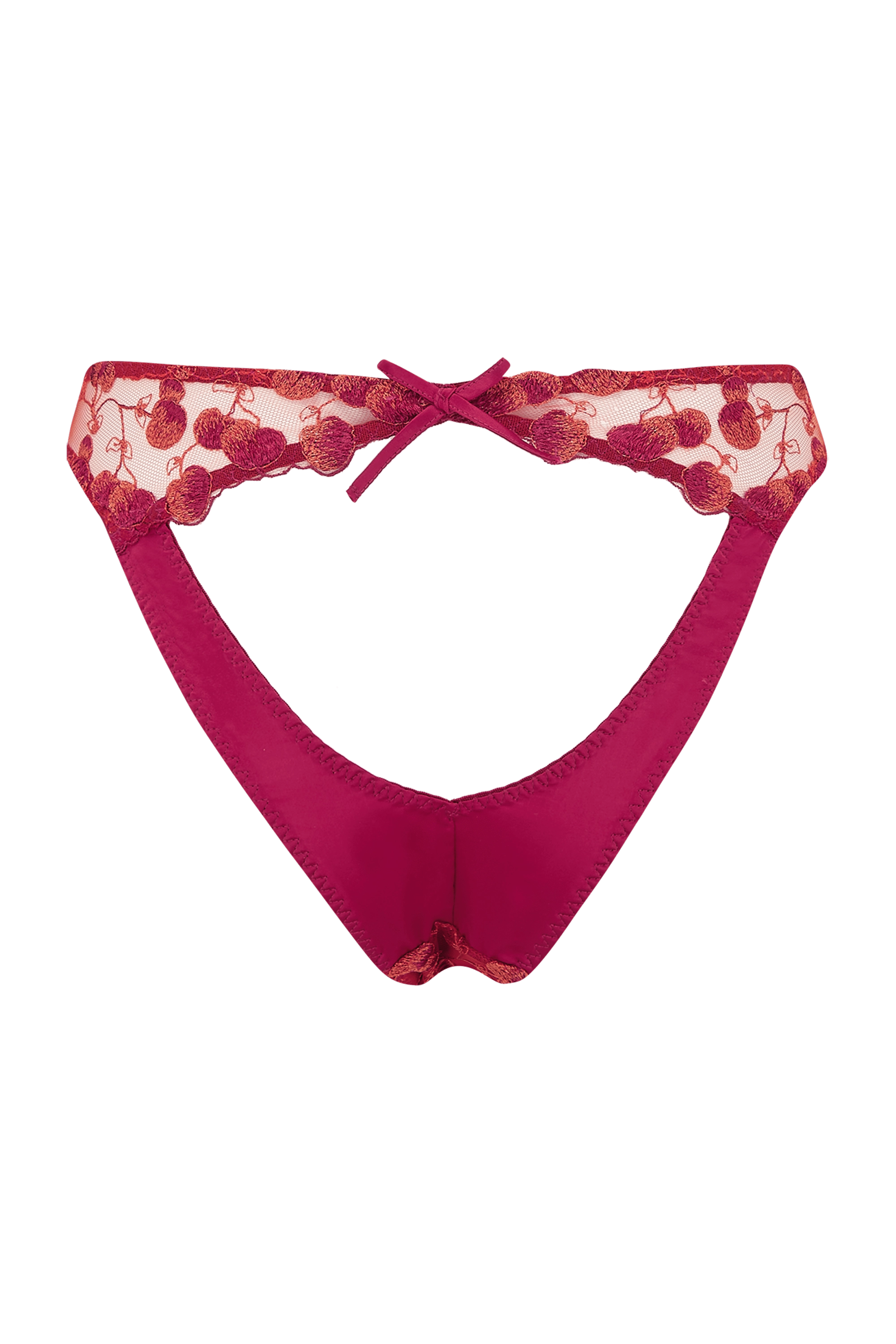 Naomi Cherry Embroidered Peep Back Brief
