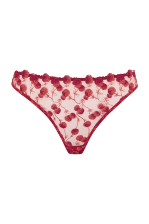 Naomi Cherry Embroidered Peep Back Brief