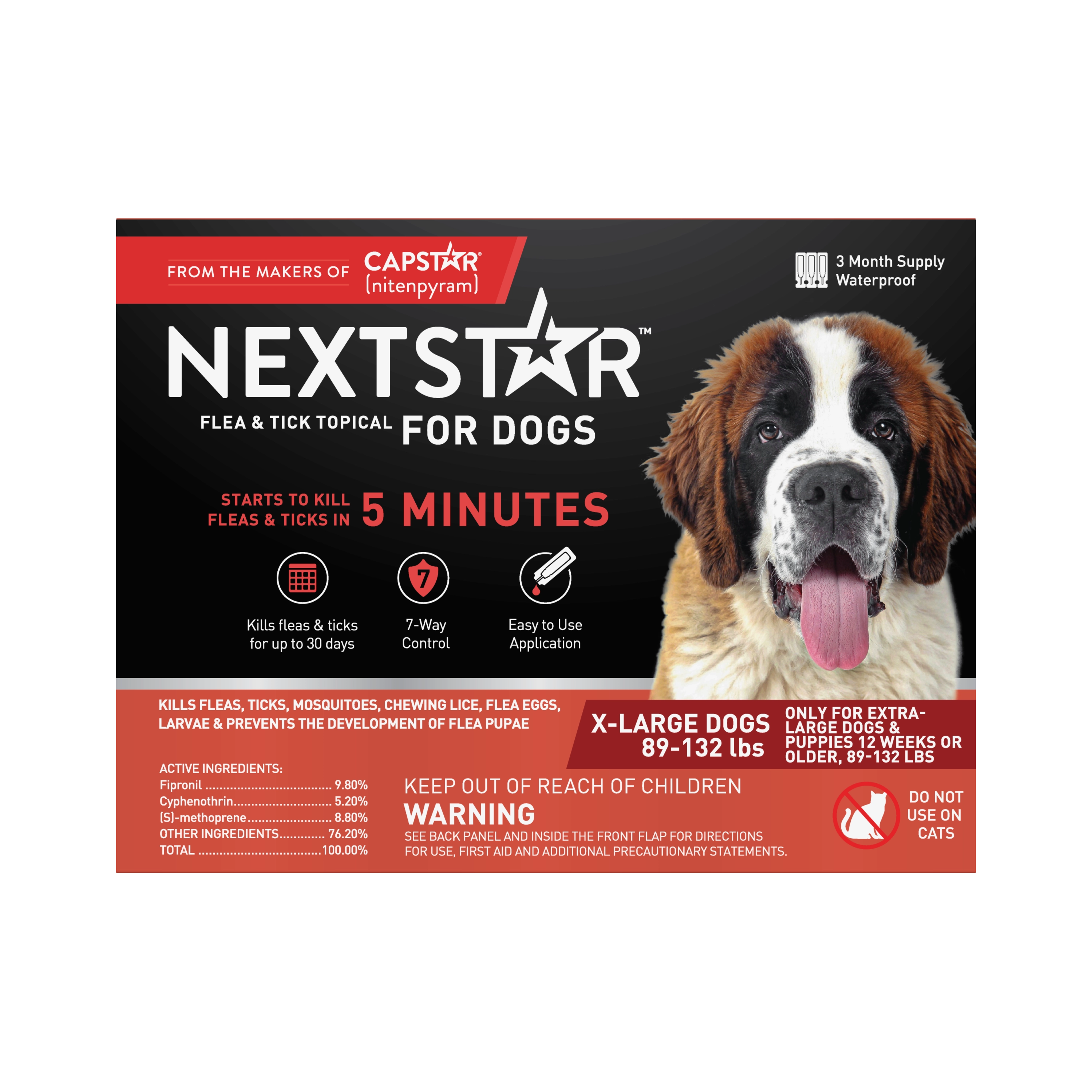 Nextstar Flea & Tick Topical Dog 89-132LB 3CT