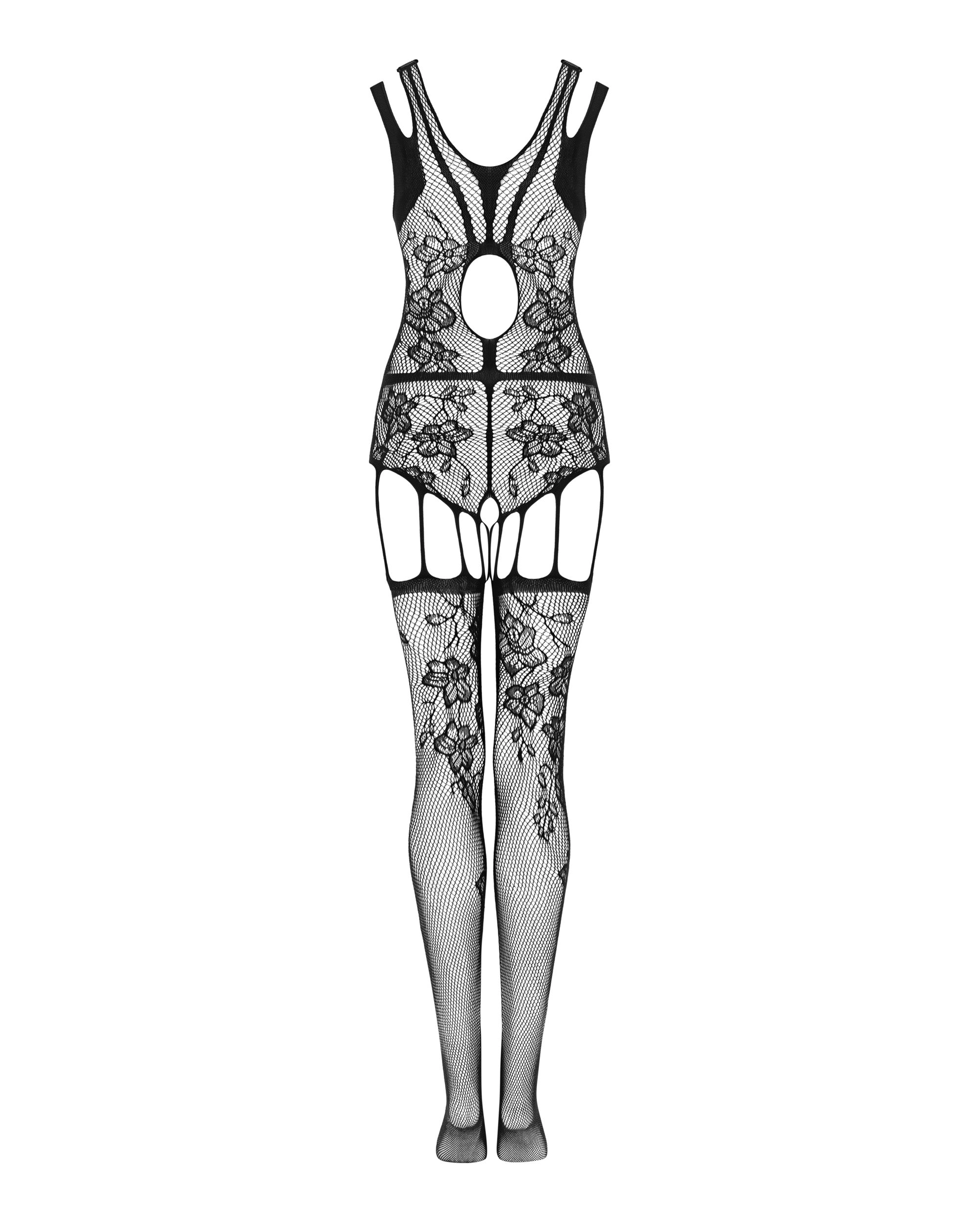 Obsessive Floral Pattern Bodystocking F239