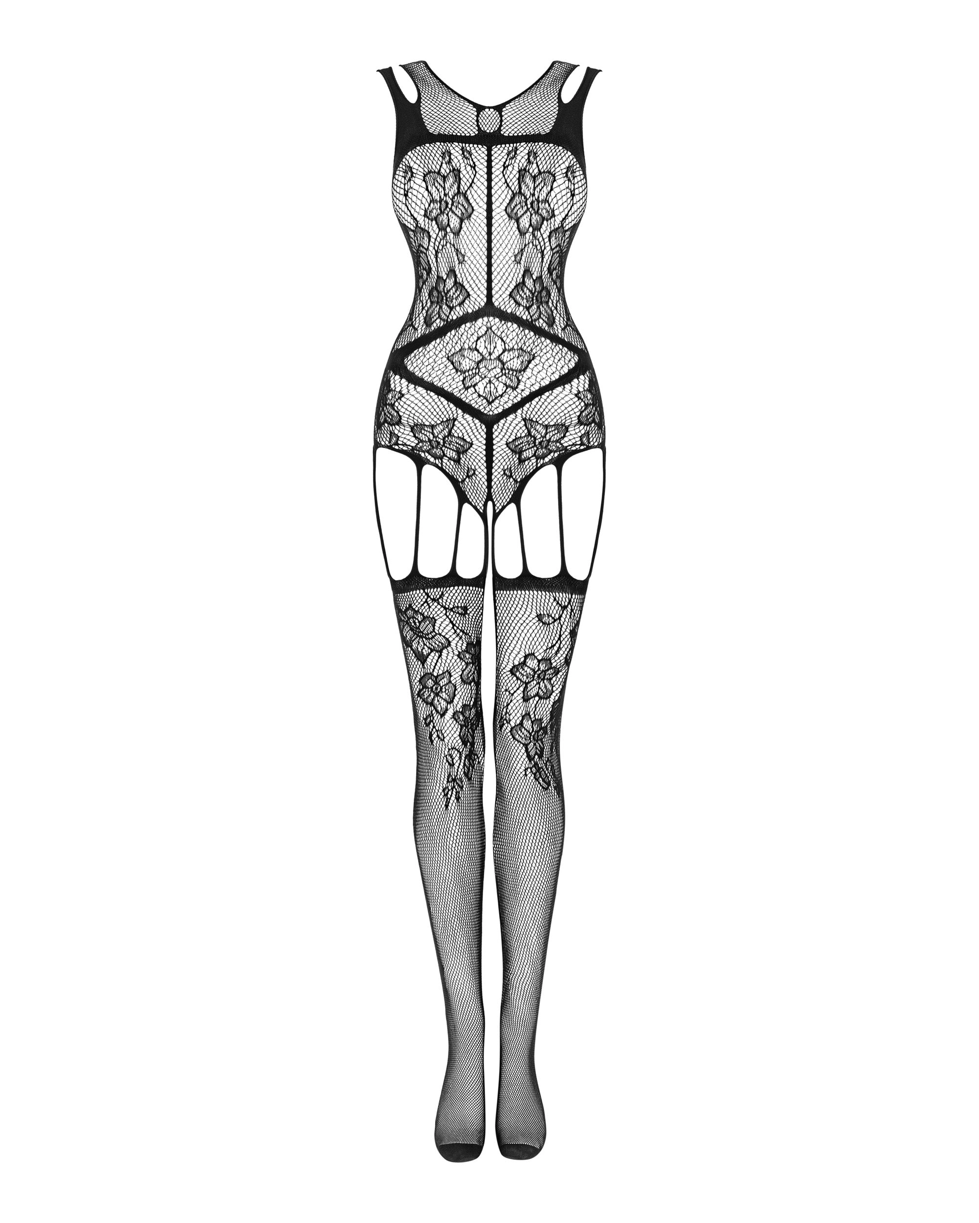 Obsessive Floral Pattern Bodystocking F239