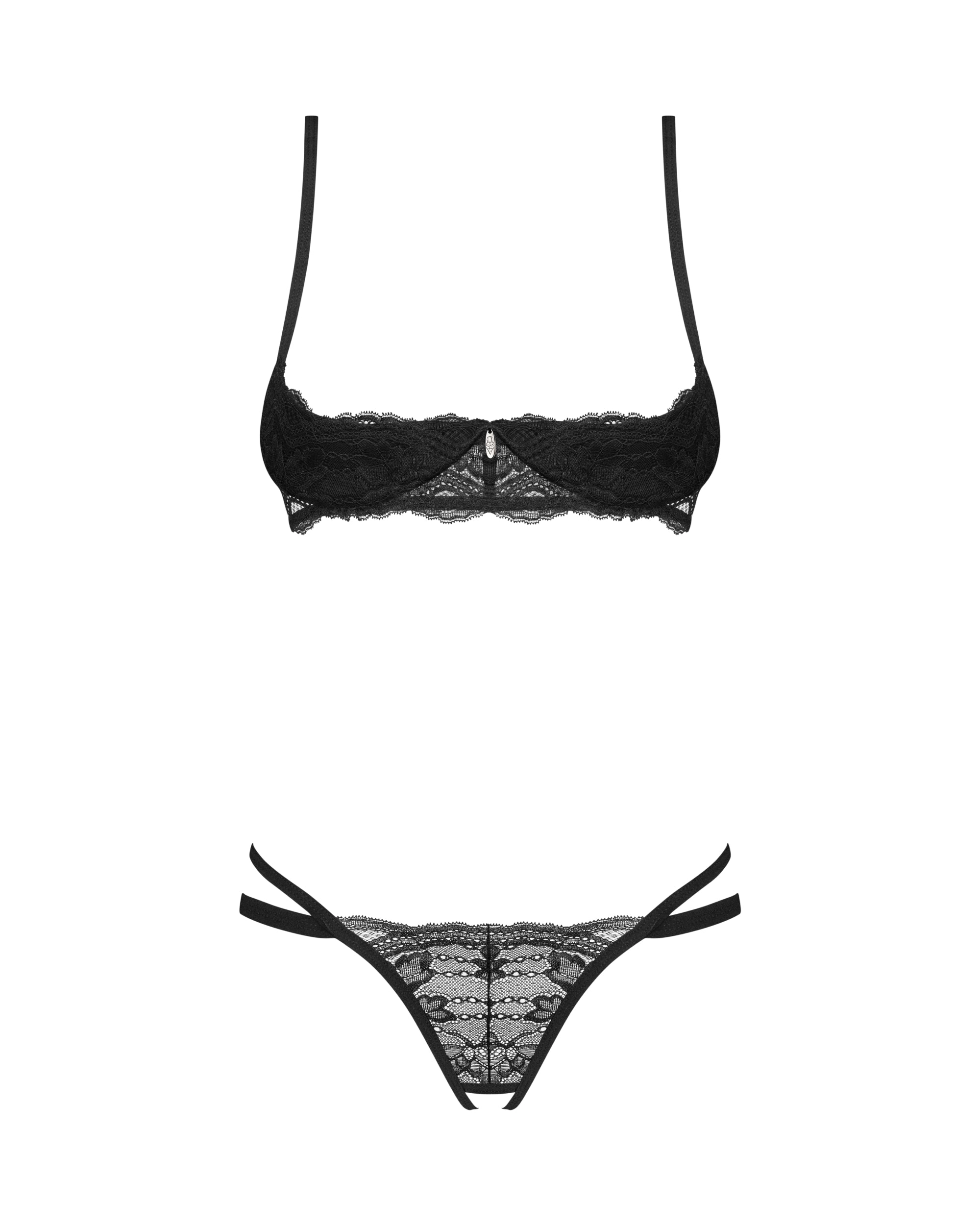 Obsessive Nutris Open Cups Shelf Bra Set Black