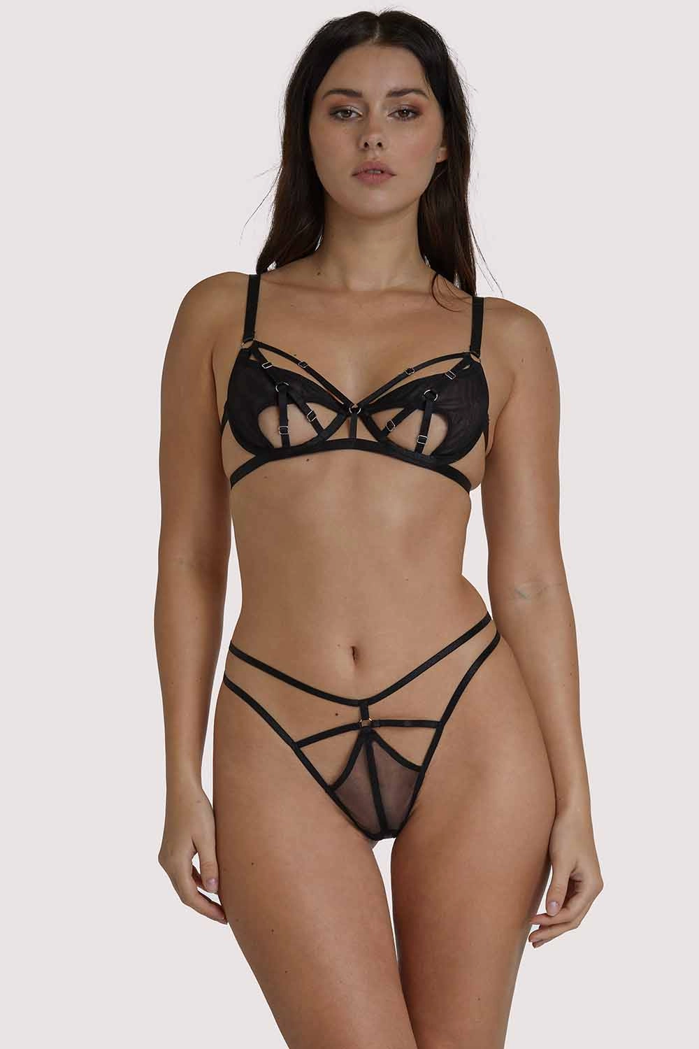 Penny Black Multi Strap Cut Out Mesh Thong