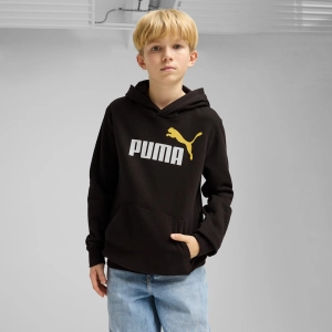 PUMA KID'S ESSENTIALS 2COLOUR FLEECE BLACK HOODIE