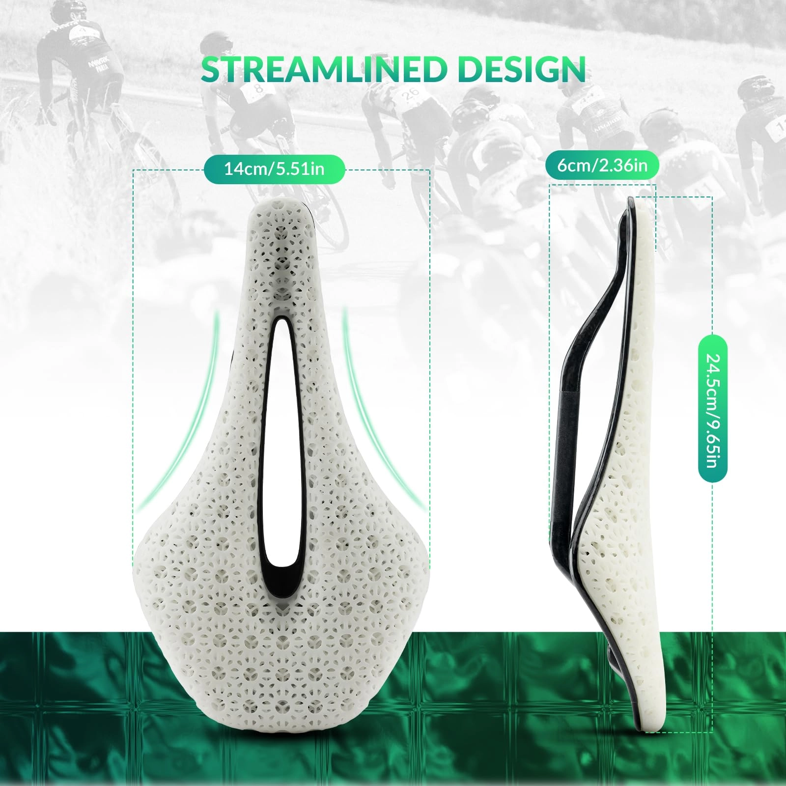 ROCKBROS 3D Printed Carbon Bike Saddle Ergonomic Ultralight Seat