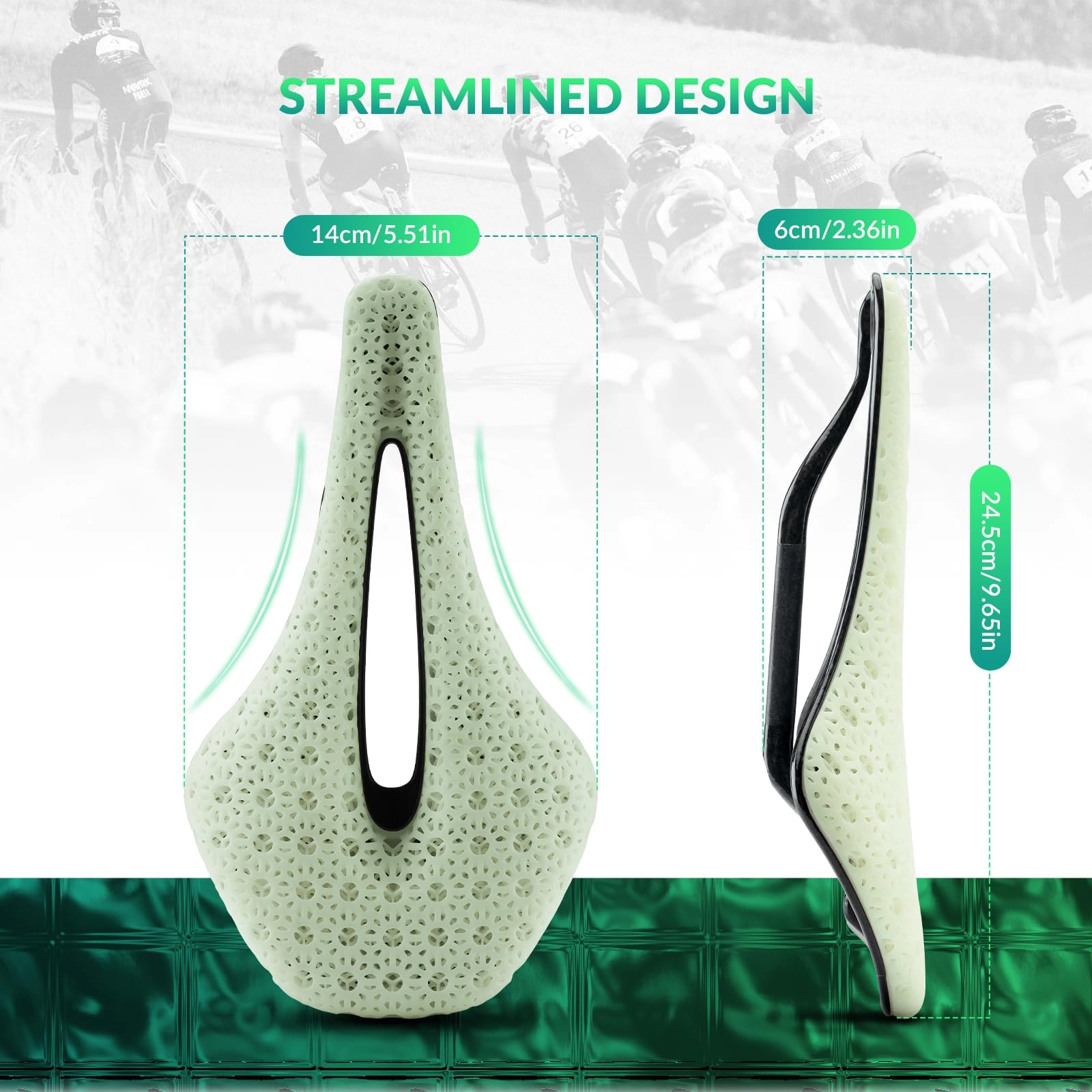 ROCKBROS 3D Printed Carbon Bike Saddle Ergonomic Ultralight Seat