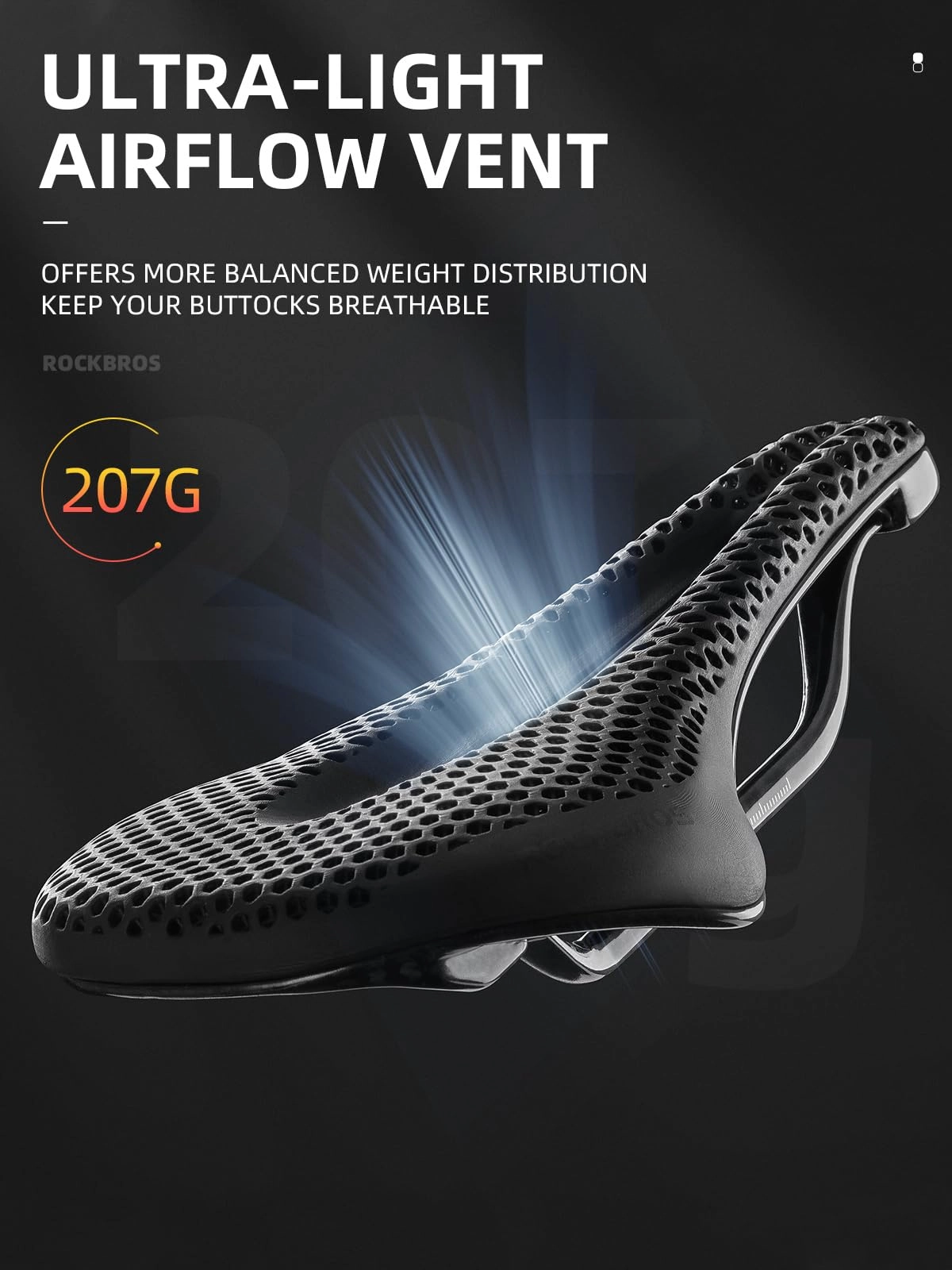 ROCKBROS 3D Printed Carbon Bike Saddle Ergonomic Ultralight Seat