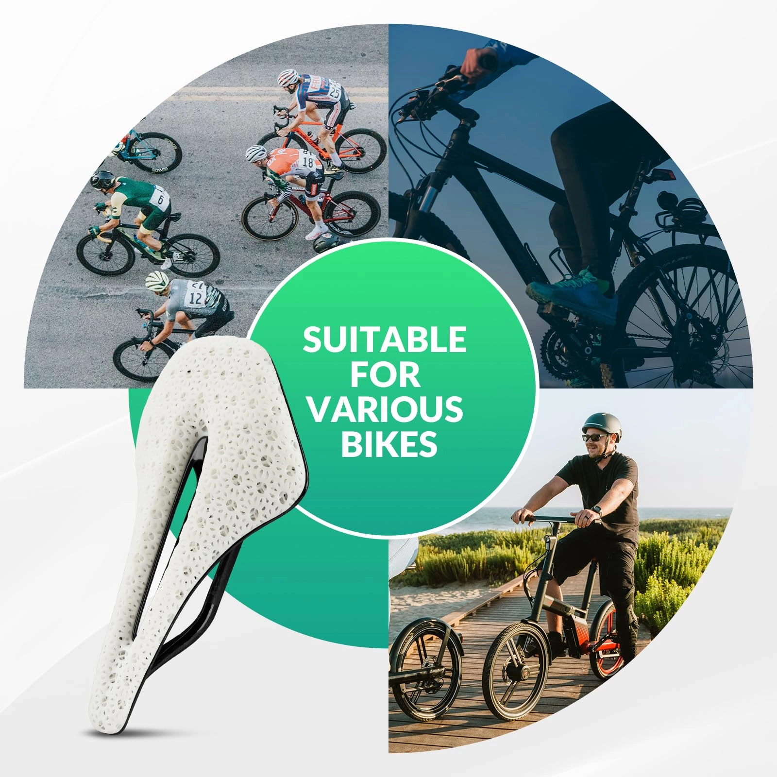 ROCKBROS 3D Printed Carbon Bike Saddle Ergonomic Ultralight Seat