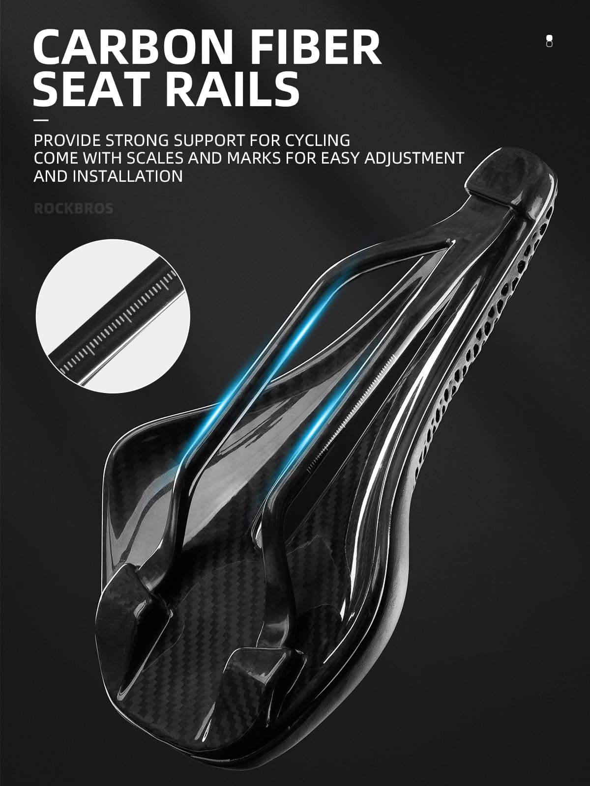 ROCKBROS 3D Printed Carbon Bike Saddle Ergonomic Ultralight Seat