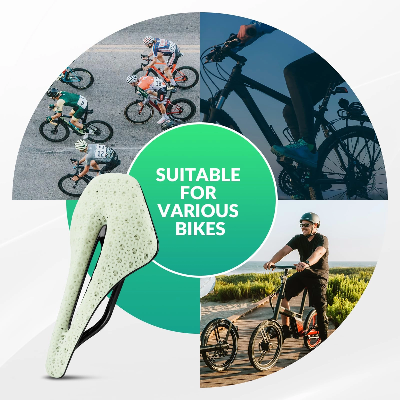 ROCKBROS 3D Printed Carbon Bike Saddle Ergonomic Ultralight Seat