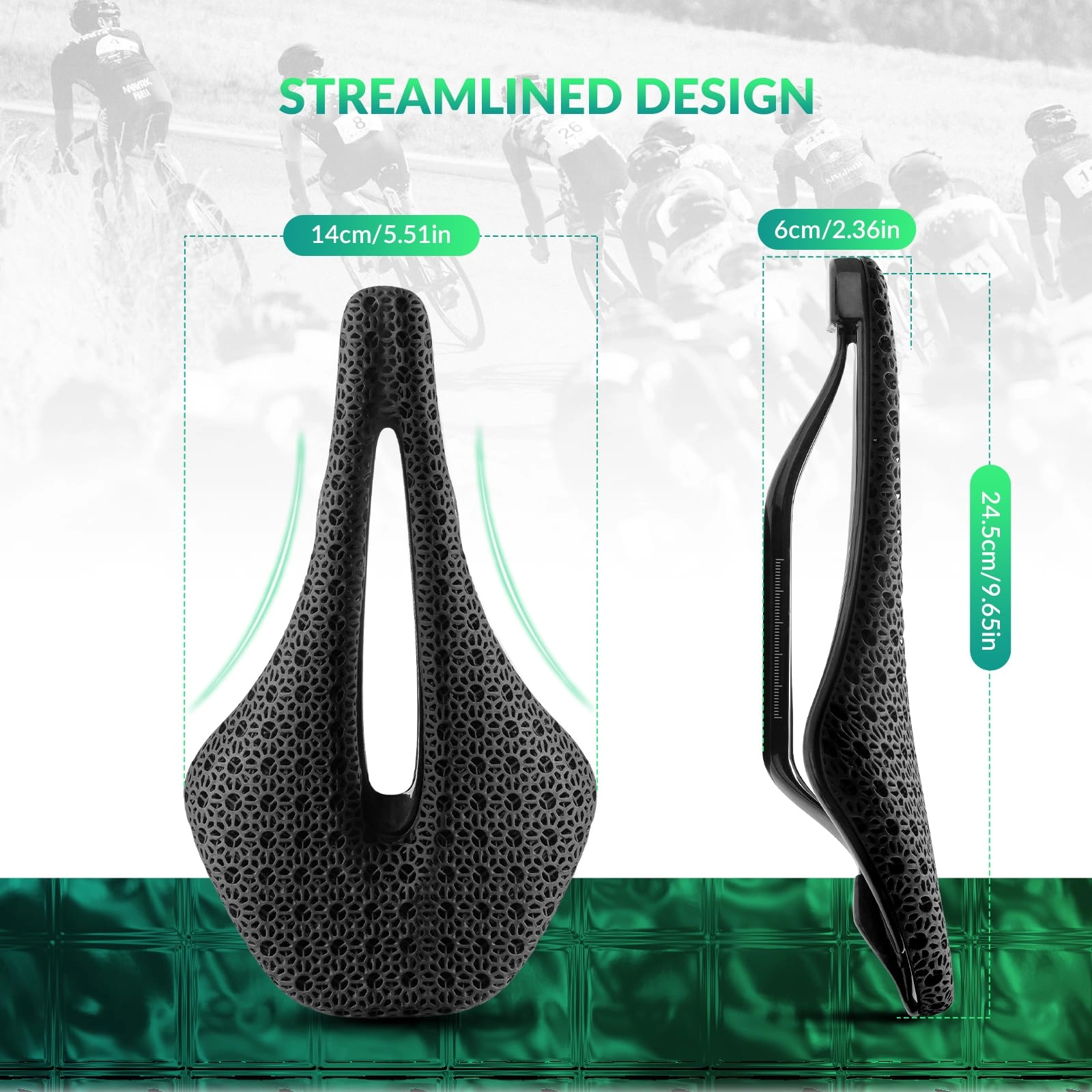 ROCKBROS 3D Printed Carbon Bike Saddle Ergonomic Ultralight Seat