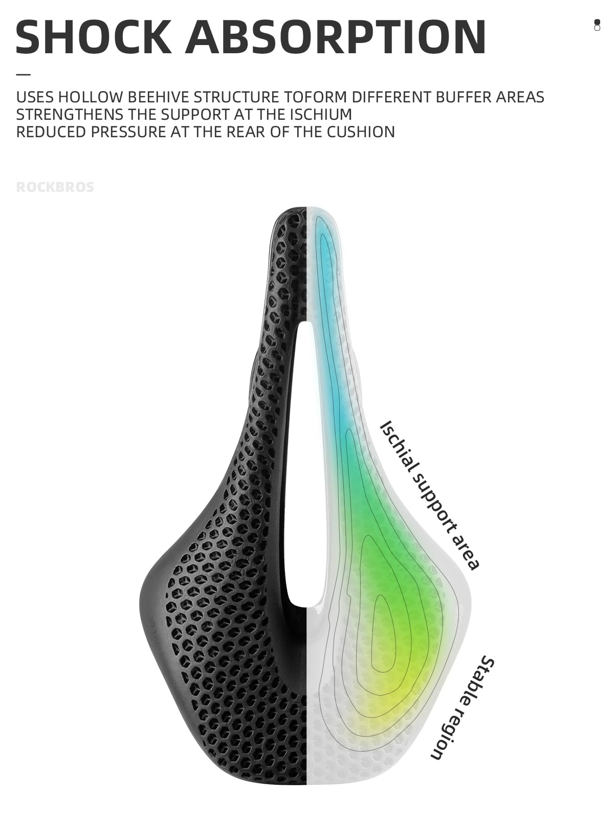 ROCKBROS 3D Printed Carbon Bike Saddle Ergonomic Ultralight Seat