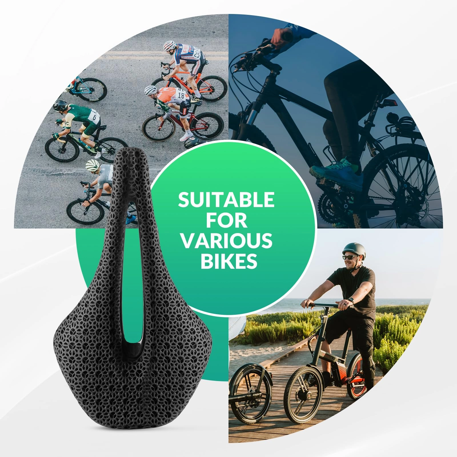 ROCKBROS 3D Printed Carbon Bike Saddle Ergonomic Ultralight Seat