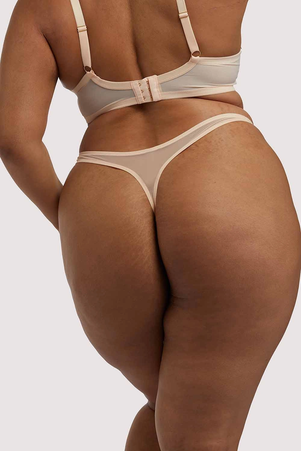 Skull & Roses Embroidery Peach Thong