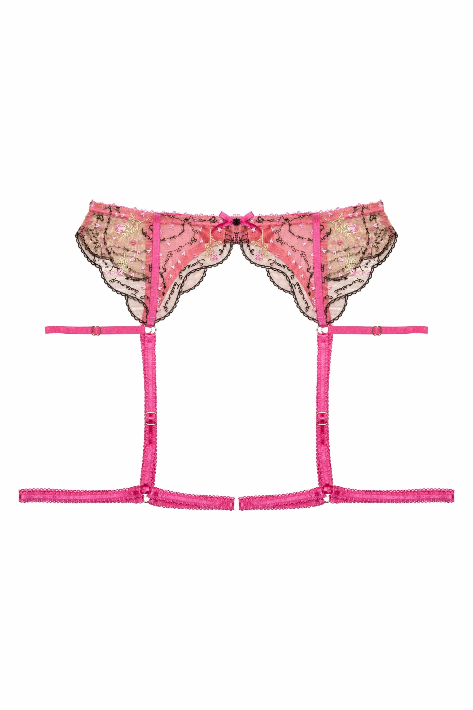Spank Me Pink and Nude Custom Embroidery Suspender Belt