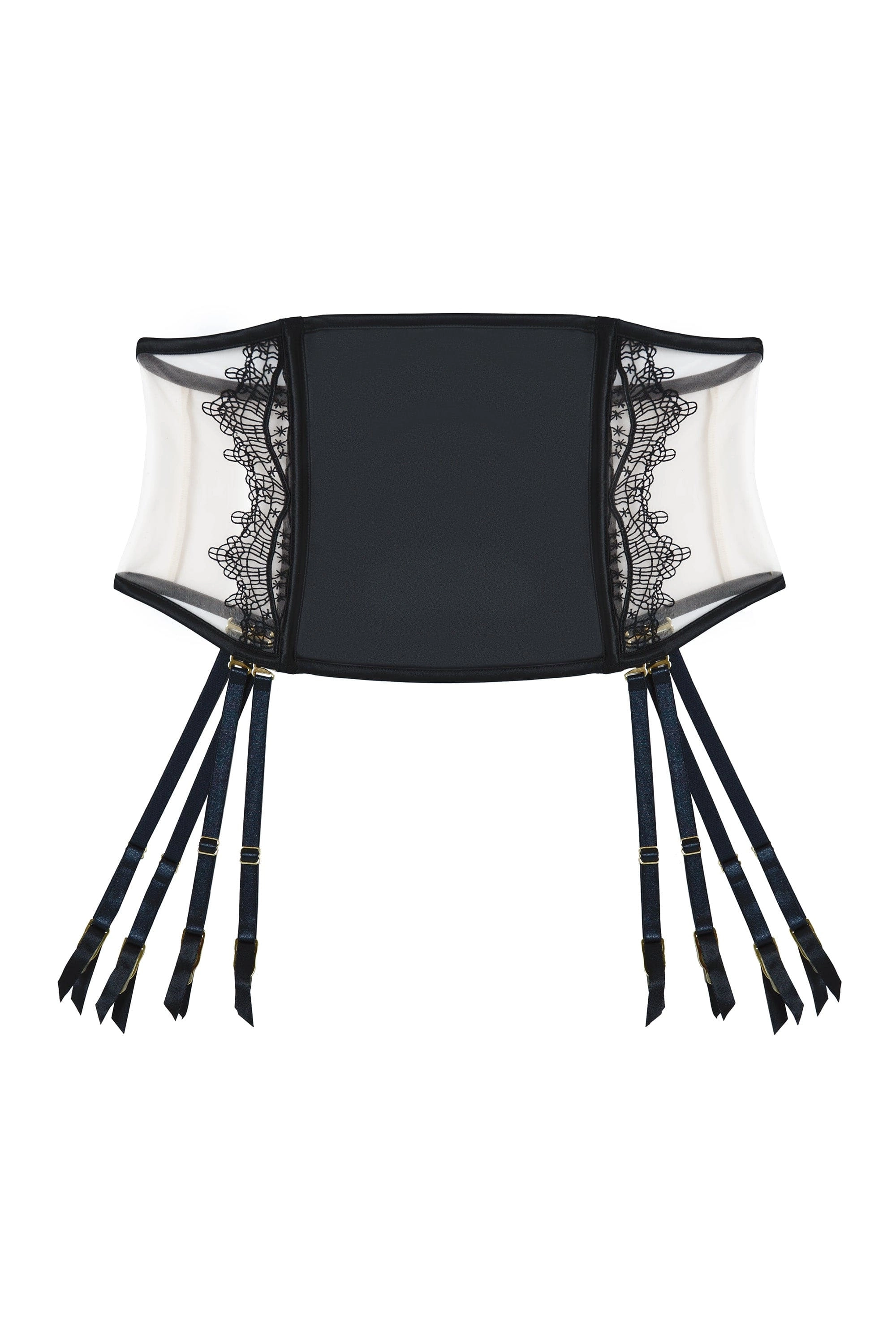 Wren Black Illusion Mesh and Satin Waspie
