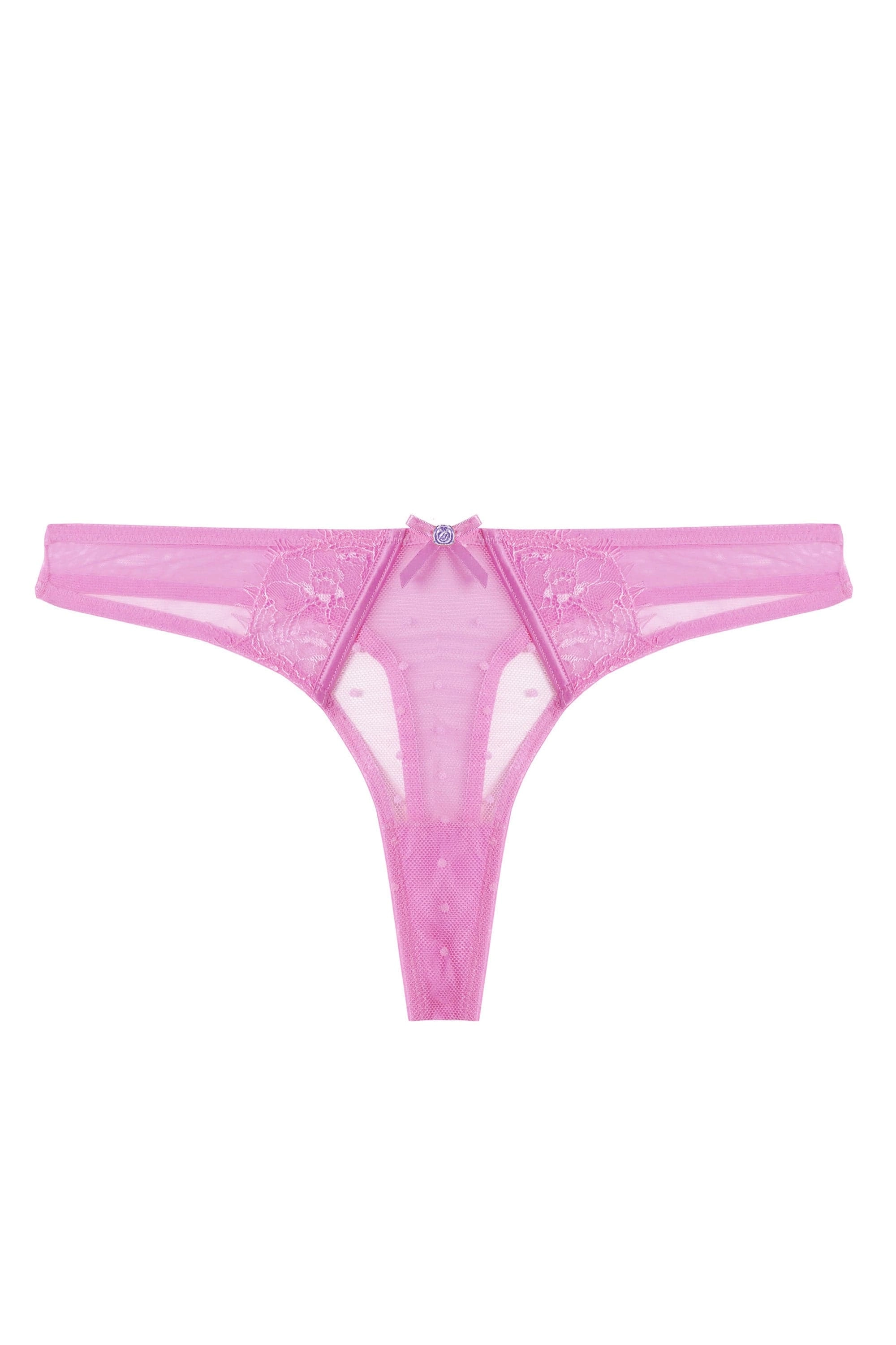 Ziggy Pink Lace and Spotted Mesh Thong